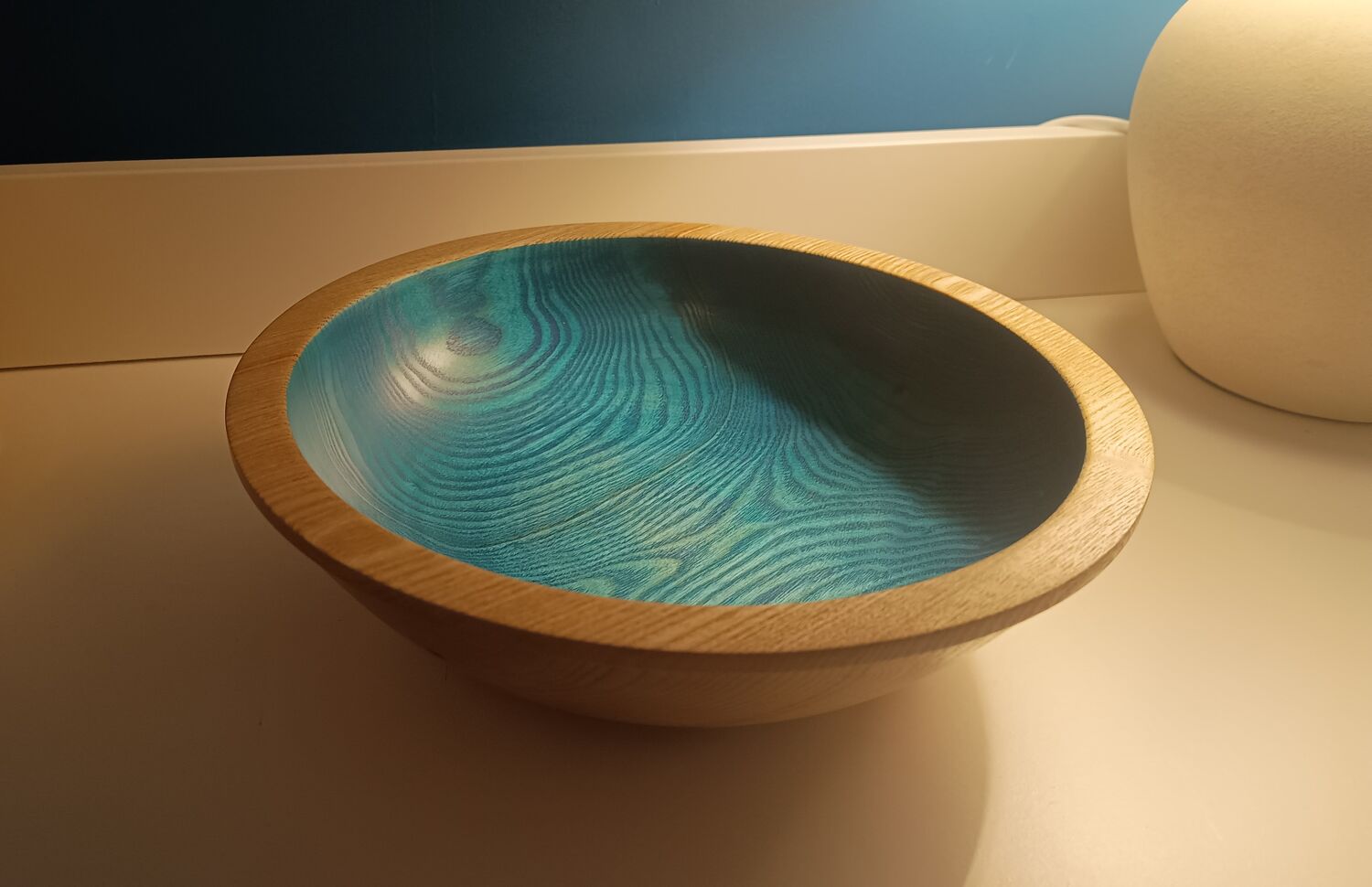 Professional craftsman using wood lathe